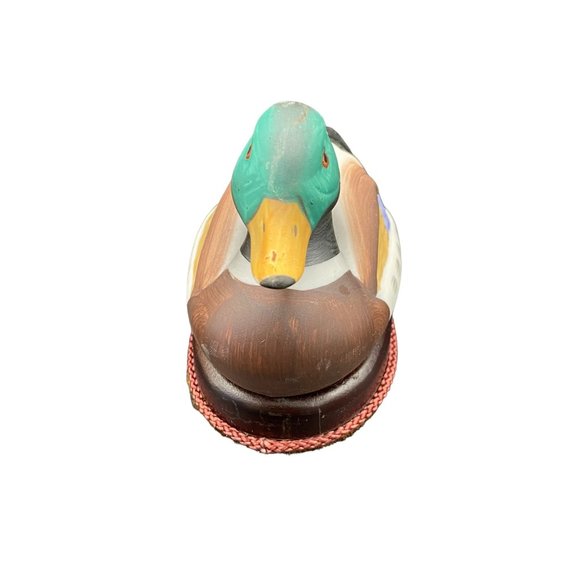 Vintage Mallard Duck Bisque Porcelain Wood Base Lint brush - Picture 2 of 15